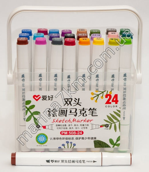 Набір скетч - маркерів 24 кол. для малювання PM508-24 Sketch - Marker 2х сторонній"
