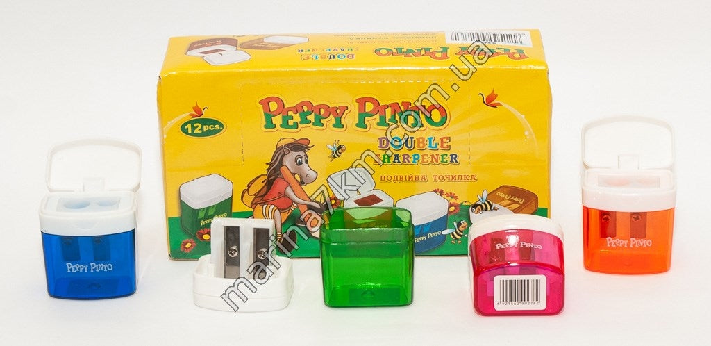Чинка В-24 пластикова з контейнером подвійна,ТМ''Peppy Pinto''