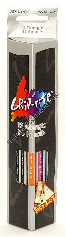 Олівці графітові 12 шт. HB трикутні,Grip-Rite,9001ЕМ-12СВ,ТМ''Marco''