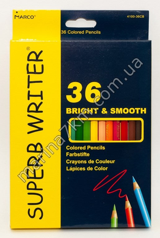 Олівці 12 кольорів шестигранні,Superd Writer,4100-36CB,TM''Marco''