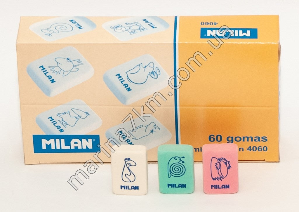 Гумка  прямокутна 4060''TM MILAN''2,8*1,9*1см,.mix