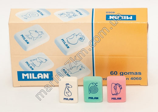Гумка  прямокутна 4060''TM MILAN''2,8*1,9*1см,.mix