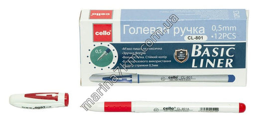 Ручка гелева 801 cello (12 шт. в уп.) червона