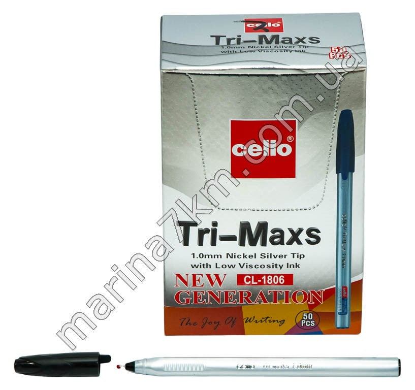 Масляна ручка Cello Tri-Maxs (чорна) (50 шт. в упаковці)
