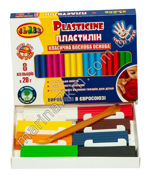 Пластилін ''Чисті руки MAXI'' 8кол.*20гр,ЕСО,7644С,CLASS