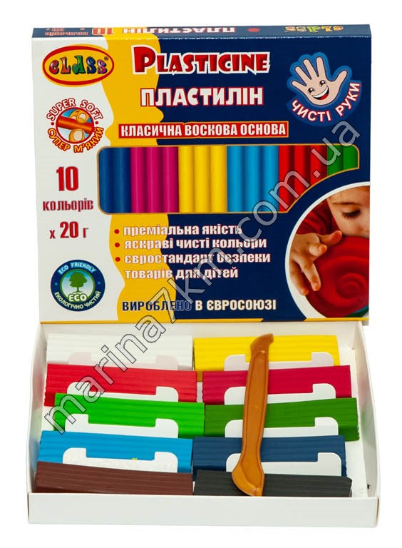 Пластилін ''Чисті руки MAXI'' 10кол.*20гр,ЕСО,7645С,CLASS