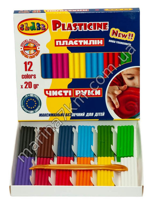 Пластилін ''Чисті руки MAXI'' 12кол.*20гр,ЕСО,7646С,CLASS