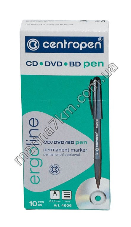 Маркер CENTROPEN 4606 чорний CD 1мм