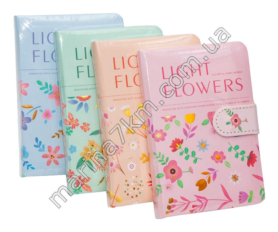 Блокнот A6 на застібці Light Flowers" 9301-7 лінія (224 стор.) (12 шт. в уп.)"
