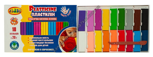 Пластилін ''Чисті руки MAXI'' 18 кол. * 20 гр, ЕСО, 7660С, CLASS