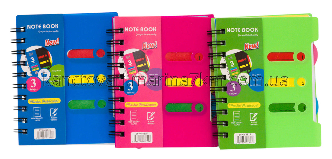 Зошит-блокнот на спіралі з розділювачами А6-110 арк лінія