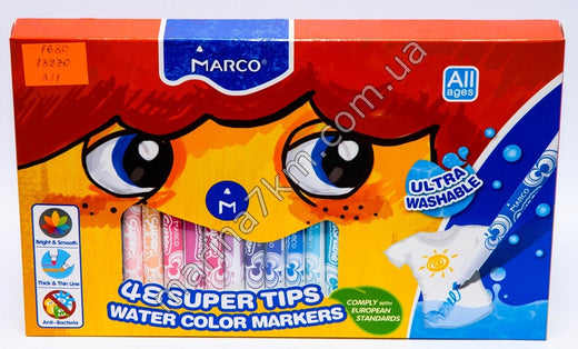 Фломастери 48 кольорів Super Washable, 1630-48CB,TM''Marco''