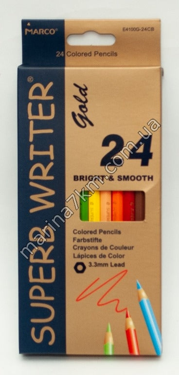 Олівці 12 кольорів шестигранні,Superd Writer Gold,E4100G-24CB,TM''Marco''