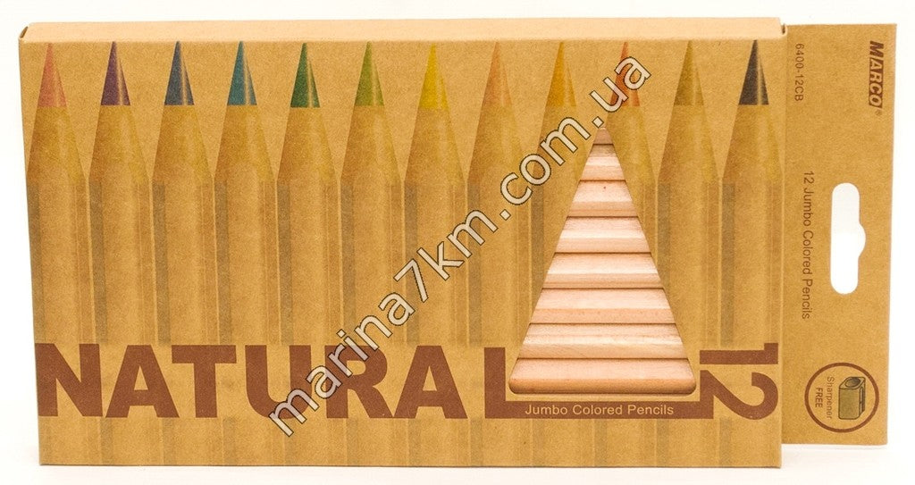Олівці 12 кольорів шестигранні/кедр,Natural-Cedarlite,6100-12CB,TM''Marco''