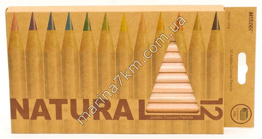 Олівці 12 кольорів шестигранні/кедр,Natural-Cedarlite,6100-12CB,TM''Marco''